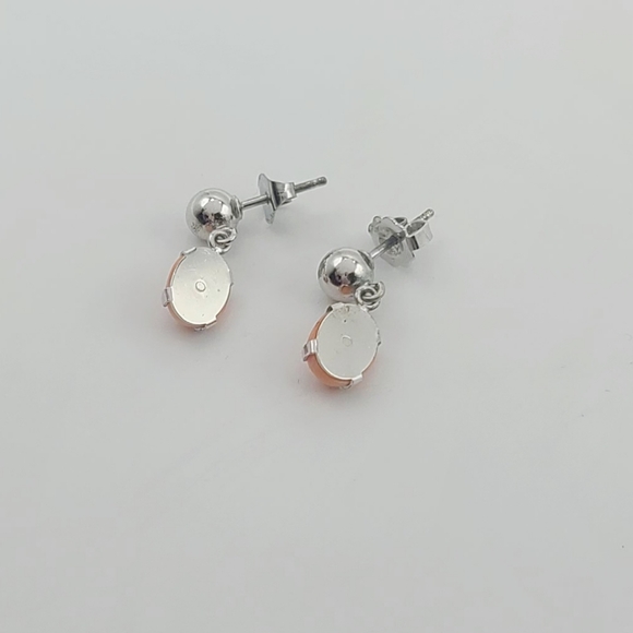 Sterling Plated Pink Coral Dangle Drop Earrings - Picture 4 of 5